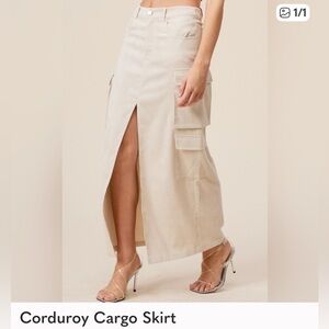 Beige Midi Cargo Skirt